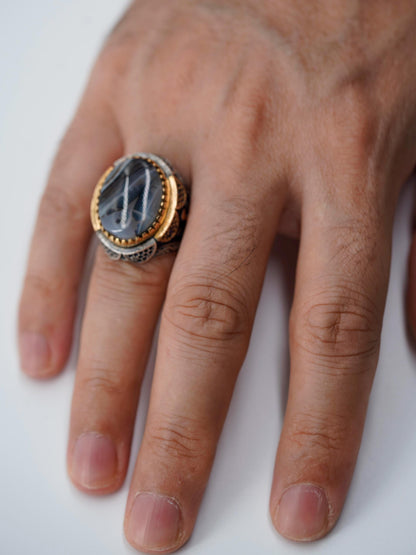 Handcrafted Luxury Men's Ring with Yemeni Agate